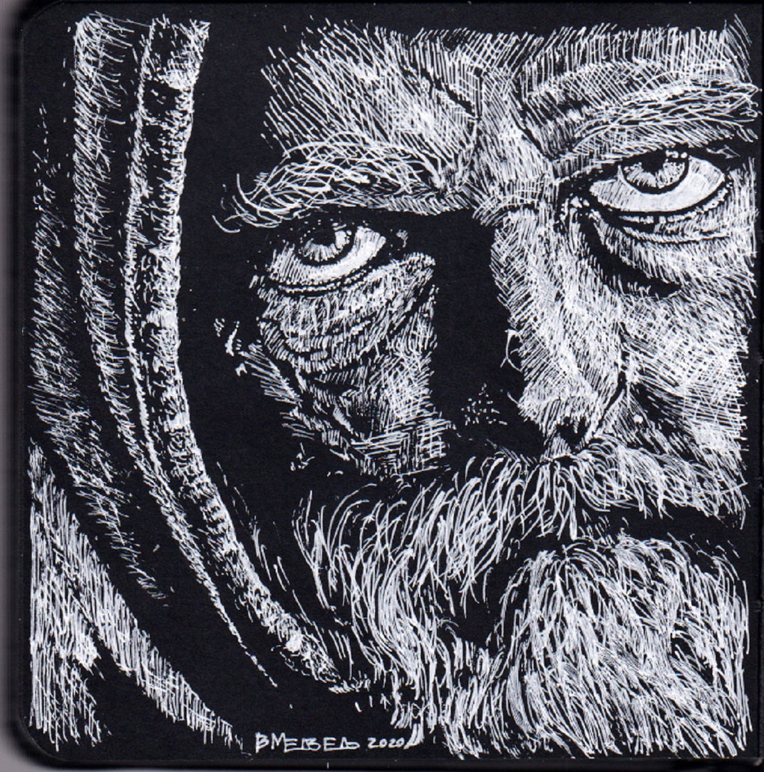 35 White Pen Drawings On A Black Sketchbook