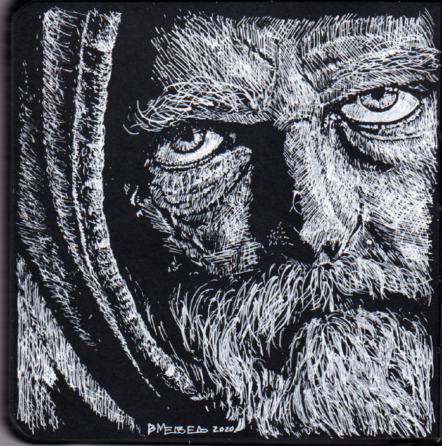 35 White Pen Drawings On A Black Sketchbook