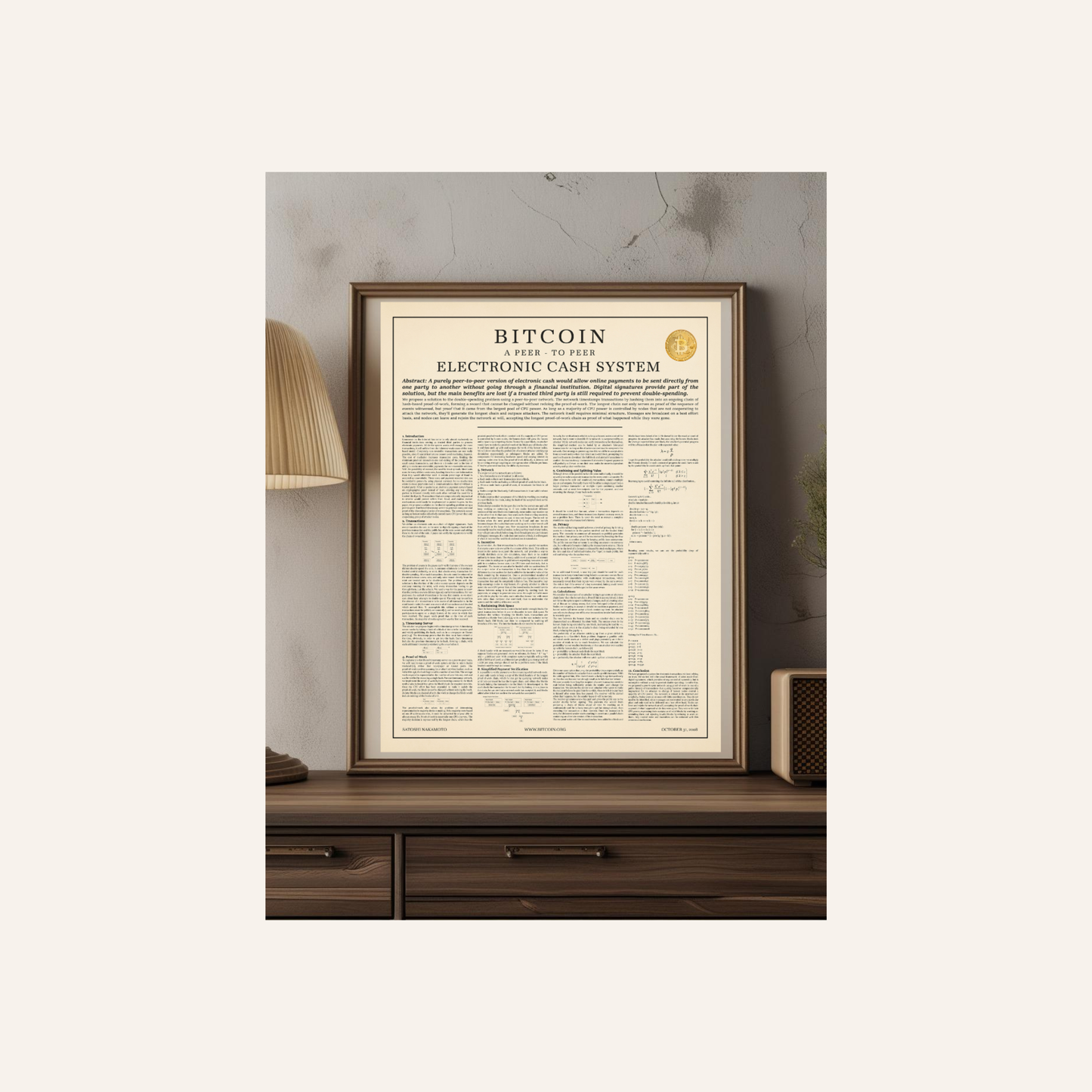 Bitcoin Whitepaper Poster | Enhanced Matte Museum-Quality Print